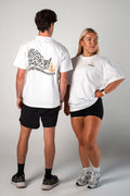 Athletes wearing the white and black Claim Your Crown Tee relaxed fit gym t-shirt by Empire Fit